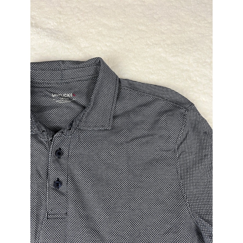 UNTUCKit Mens Long Sleeve Polo Shirt Geometric Print Blue White Size Large‎